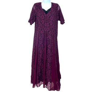 Olivia Vtg 90s Lace Maxi Dress Size L Purple Whimsigoth Fairy Grunge Witchy